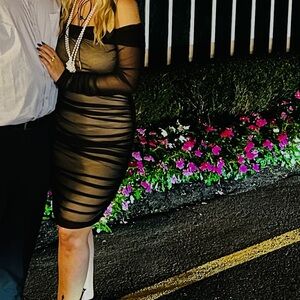 Amazon Black Bodycon Off-Shoulder Cocktail Dress